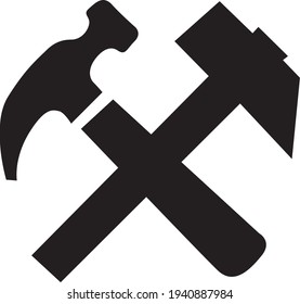Vector icon crossed hammers on white background.