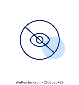 Vector icon of crossed-out eye inside a circle, symbolizing restricted view, private mode, or hidden content. Ideal for privacy settings, security apps, and ui elements