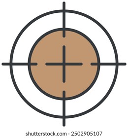 Vector icon of a crosshair or target symbol, representing precision, focus, or targeting. Ideal for use in apps, games, or marketing materials related to accuracy or goals. Transparent background