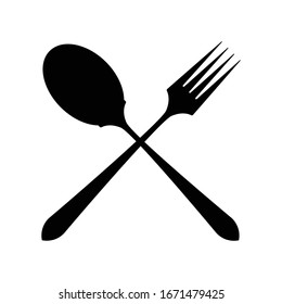 Vector icon of crossing spoon and fork.