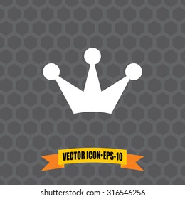 Vector Icon of Crown on Dark Gray Background. Eps.10.