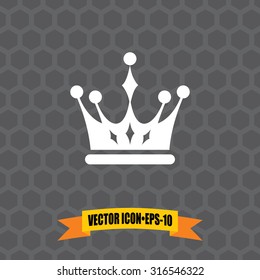 Vector Icon of Crown on Dark Gray Background. Eps.10.