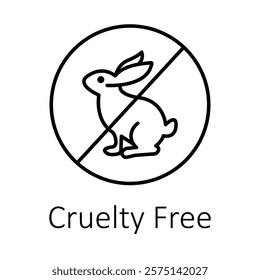 Vector icon for Cruelty Free. A soft illustration of a bunny, representing ethical practices and animal welfare in product development.