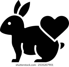 Vector icono de Cruelty-Free. Un conejo con un corazón que representa productos que no se prueban en animales. Ideal para marcas éticas de belleza y cuidado personal.