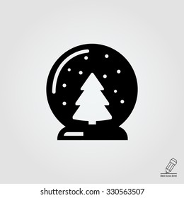 Vector icon of crystal ball with Christmas tree inside