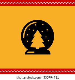 Vector icon of crystal ball with Christmas tree inside