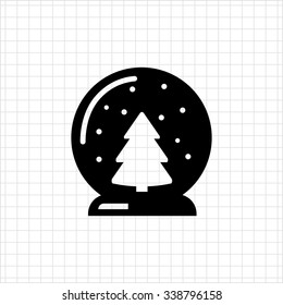 Vector icon of crystal ball with Christmas tree inside