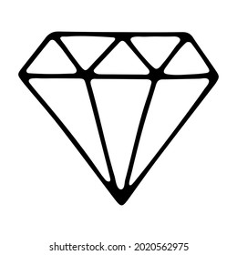 Vektorsymbol eines Kristalls, Diamanten, Doodle. einzeln auf weißem Hintergrund