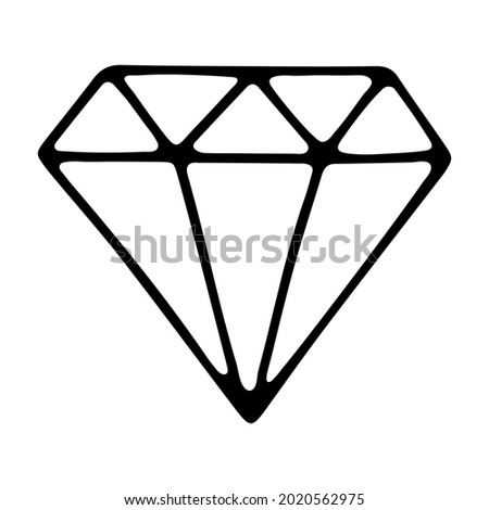 vector icon of a crystal, diamond, doodle. isolated on a white background