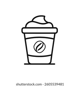 Vector icon cup of coffee. mocha coffee outline icon. Takeaway concept. Illustration isolate on white background.