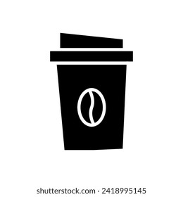 Vector icon cup of coffee. Paper cup logo template