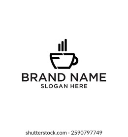Vector icon cup of coffee. Sign of coffee cup. Illustration isolated on white background. Flat design. Logo for restaurant, cafe, hotel menu, graphic design. 