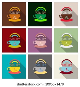 Vector icon of a cup of coffee with WiFi symbol