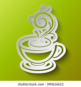 Vector icon of cup - paper cuttings