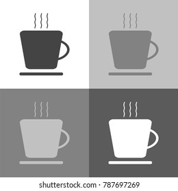 Vector icon a cup of tea or coffee. Vector set icon indicates the existence of a cafe, dining room. In this place you can eat on white-grey-black color.