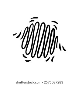 Vector icon with curved line. Spiral distortion sketch. Doodle space illustration.