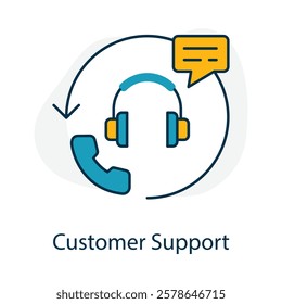 Vector icon for customer support in online services. Represents live chat, assistance, and issue resolution for enhanced user experience.