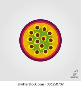 Vector icon of cut passion fruit half