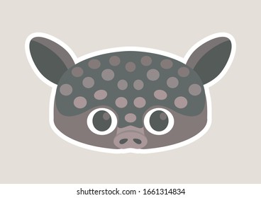 Vector icon of cute armadillo. Animal mask for children. 