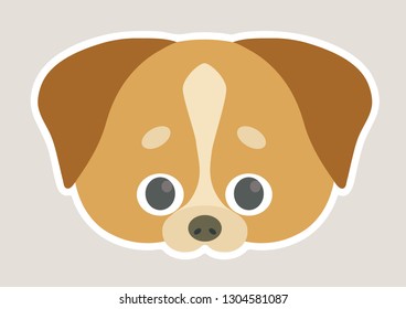 Vector icon of cute brown dog. Animal mask for children.