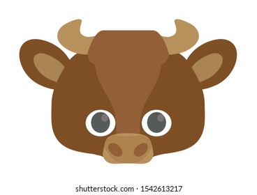 Vector icon of cute bull. Animal mask for children.