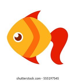Vector icon of cute cartoon orange fish. Flat illustration