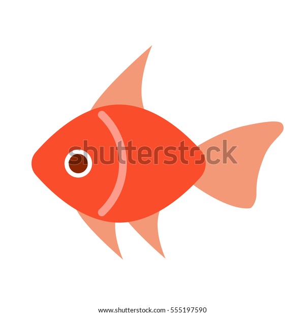 Vector Icon Cute Cartoon Orange Fish Stock Vector (Royalty Free) 555197590