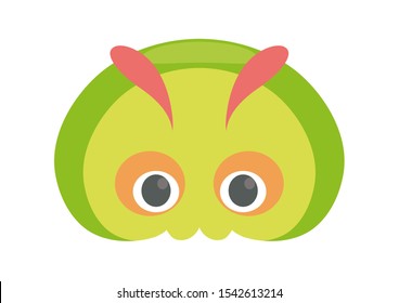 Vector icon of cute caterpillar. Animal mask for children.