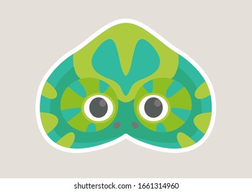 Vector icon of cute chameleon. Animal mask for children. 