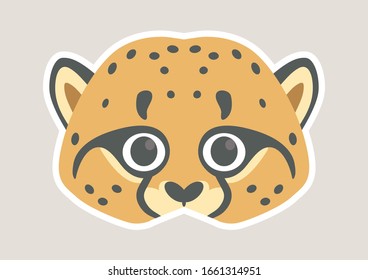 Vector icon of cute cheetah. Animal mask for children. 