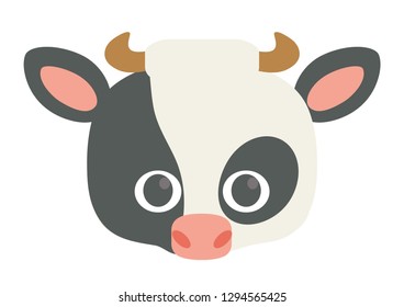 Vector icon of cute cow. Animal mask for children.
