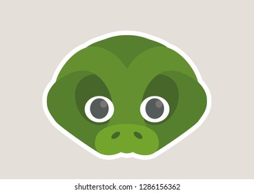 Vector icon of cute crocodile. Cute animal masks for children.