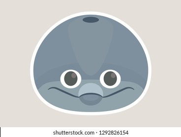 Vector icon of cute dolphin. Animal mask for children.