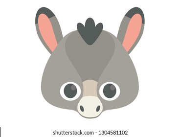 Vector icon of cute donkey. Animal mask for children.