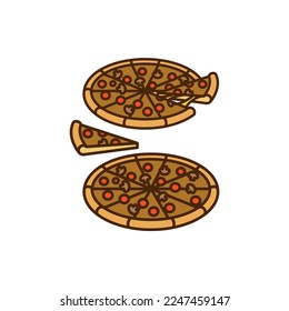 vector icon of cute doodle fast food pizza