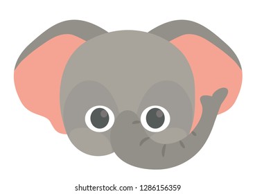 Vector icon of cute elephant. Animal masks for children.