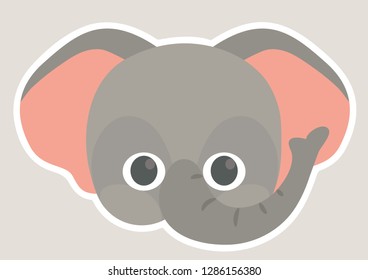 Vector icon of cute elephant. Animal masks for children.