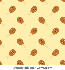 vector icon of cute flat design pattern fast food fried chicken