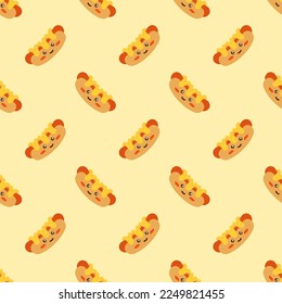 vector icon of cute flat design pattern fast food hot dog