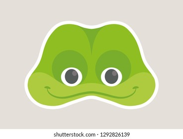 Vector icon of cute frog. Animal mask for children.