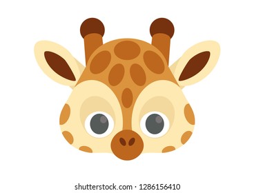 Vector icon of cute giraffe. Cute animal masks for children.