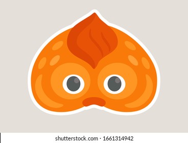 Vektorillustration Ikone süßer Goldfische. Tiermaske für Kinder. 