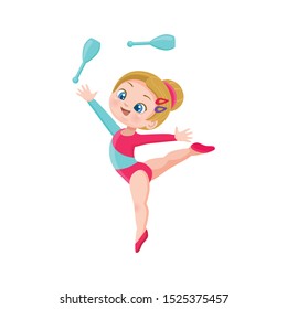 vector icon of cute gymnast in a leotard