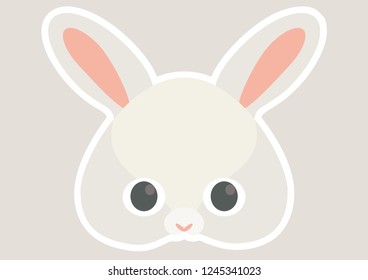 Vector icon of cute hare or bunny or rabbit. Animal masks for children.