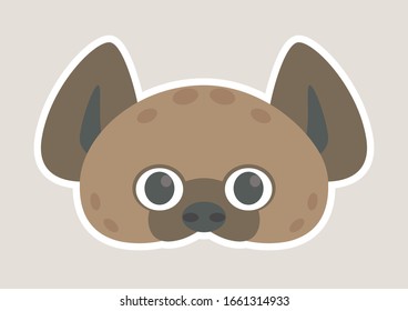 Vector icon of cute hyena. Animal mask for children. 