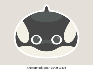 Vector icon of cute killer whale. Animal mask for children.