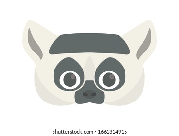 Vector icon of cute lemur. Animal mask for children. 