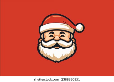 Vector icon of a cute little santa face