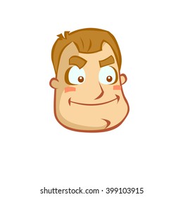 Vector icon of cute man head. Cartoon illustration icon on the isolated background