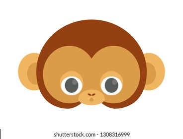 Vector icon of cute monkey. Animal mask for children.